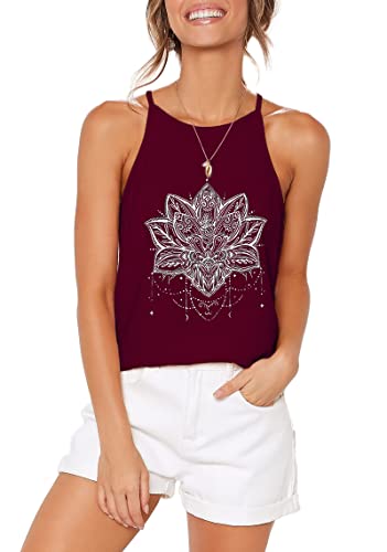 Image of LouKeith Womens Tank Tops Casual Flowy Printed Vest Shirts Sleeveless Cotton Soft Summer Tees Blouses