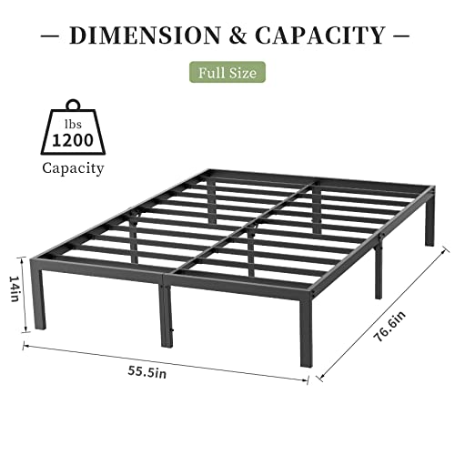 Musen Full Bed Frame, 14 Inch Platform With Storage, Heavy Duty Steel Metal Bed Frame No Box Spring Needed, Noise Free, Anti-Slip, Easy Assembly (Max Load: 1200Lb) #TOP1