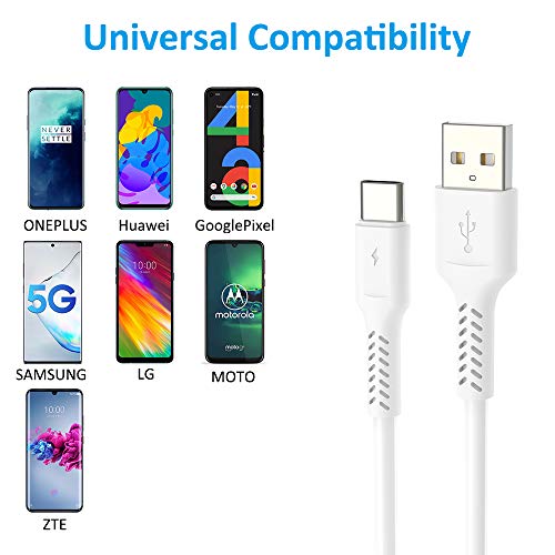 Image of 4 Inch USB C Cord Short 5 Pack Durable USB A to USB Type C Cable Fast Charging for Charging Station Compatible with Samsung Galaxy Note 10 20 S10 S20 A20 Plus LG (White)