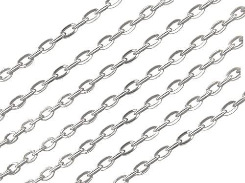 925 Sterling Silver Jewelry Making Cable Trace Anchor Chain By Foot For Diy Jewelry Made In Italy (Cable Flat Link 2Mm, 3Ft) #TOP3