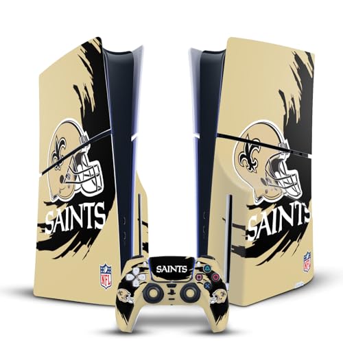 Protection Vinyle PS5 Slim NFL Saints pour éviter les rayures sur Console et Manette
