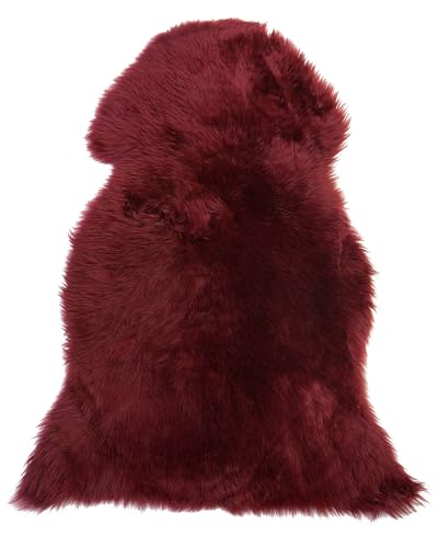 Beliani Alfombra de Cuero borgoña Piel de Oveja 65 x 110 cm decoración para salón o Dormitorio Uluru