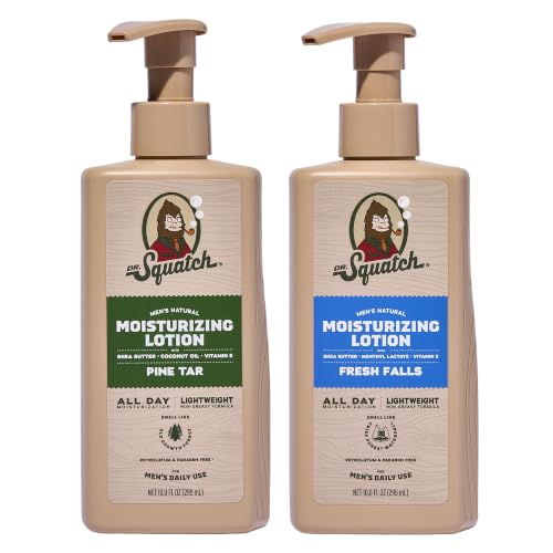 Dr. Squatch Natural Hand and Body Lotion for Men - Made with Shea Butter, Coconut Oil, Vitamin E for 24-Hr Moisturization - Pine Tar & Fresh Falls (10 fl oz, 2-Pack) - image 1