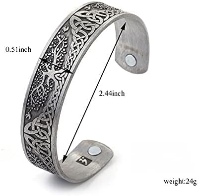 Yggdrasil World Tree of Life Bracelet Health Care Stainless Steel Cuff Bangle Bracelet for Men (Antique Silver) - Image 5