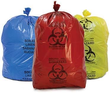 Biohazard/Bio-Medical Waste Bag (21x24 Inch, Red-10, Blue-10, Yellow-10) Pack of 30, 30 Count, Plastic