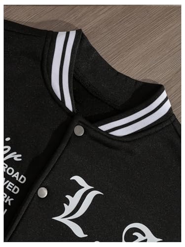 GORGLITTER Men's Letter Graphic Button Varsity Letterman Jackets Vintage Long Sleeve Bomber Jacket Coat4