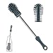 Brosse nettoyante pour biberon, long manche en silicone souple pour nettoyer les bouteilles, thermos, verres, pots de nourriture (gris)