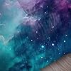 FUYEUN Blue Galaxy Comforter Set Twin Size Space Bedding for Kids Girls Teen Bedroom Decor Moon Cloud Starry Sky Glitter Star Quilt Bed Sets, 1 Comforter 1 Pillowcase #4