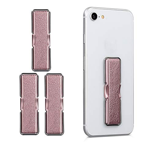 kwmobile Finger Holders for Phone (Set of 3) - Finger Holder Strap with Kickstand for Back of Phones or Cell Phone Case - Rose Gold