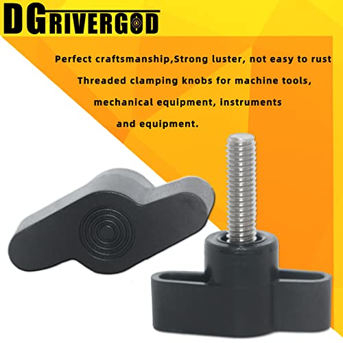 M6X30 T Shape Knurled Head Handgrips Threaded Thumb Screw Plastic Black Head Knobs Clamping Handle Screw Fastener 6Pcs, M6X30 #TOP3