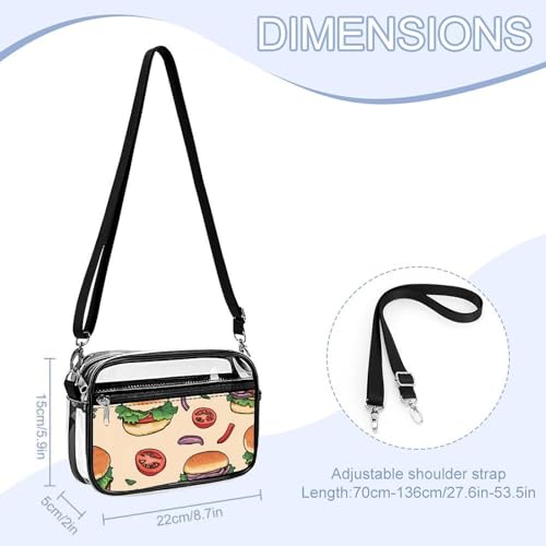 Beef Burger Tomato Peppers Women's Clear Crossbody Purse Bag Transparent Bags Pocket for Concerts Sports Festivals2