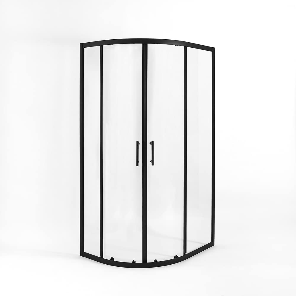 Milano Black/White Nero Left Hand Quadrant Shower Enclosure Tray - 1200Mm X 800Mm