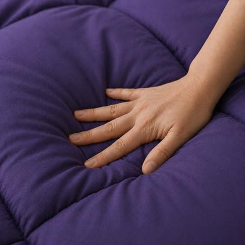 Image of Luxury Hotel Collection Cotton Comforter | All-Season Lightweight Quilt for Hot Sleepers | Plush, Breathable & Box-Stitched (Twin /Twin XL) Purple