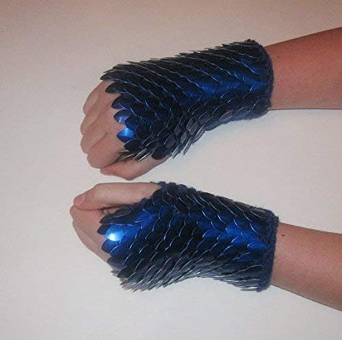 Scale Gauntlets - Deep Blue In Dragonhide Knitted Armor Choose your size