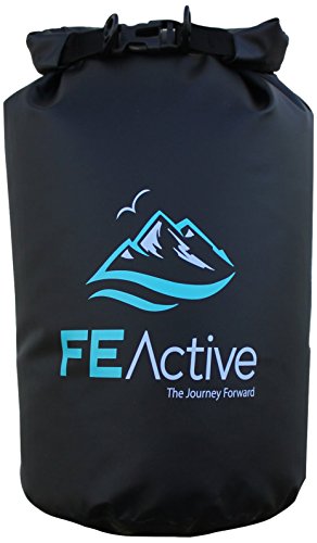 FE Active Wasserdicht Dry Bag, Sack ideal für alle Outdoor- und Wasser Tätigkeiten, gefüttert Rand an der Öffnung für maximale Isolierung, wenn Komprimieren Tragegurt enthalten, Schwarz