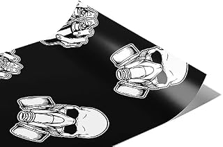 Rwraps Skull and Bones Paint Fumes Gloss Vinyl Film Wrap 59in x 6in Vinyl Vehicle Car Film Sheet Roll