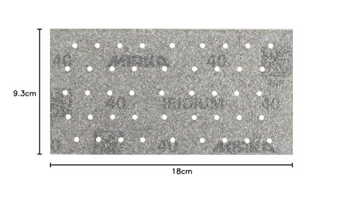 Mirka Iridium Premium-Schleifpapier 93x180mm Klett 45-Loch, Korn 40, 50 Stk/Zum Schleifen von Lack, Spachtel, Grundierung, Holz, Stahl, Mineralwerkstoffe, Kunststoff