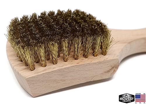 Image of Brass Wire Utility Scrub Brush for Cleaning 9 inch Hardwood Handle (Made in USA) (Pack of 3)