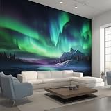 Generico Fotomurali Carta da Parati Aurora Boreale, Carta da Parati Camera da Letto Aurora Boreale Soggiorno Decorazioni Parete Tessuto Non Tessuto 280x200 W&84