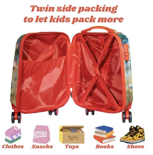 Image of ADSON Abs Kids Trolley 360 Rotating Luggage 360 Degree Wheels Non-Breakable 16 Inch Kids Hardsided Suitcase with 4 Wheels, 360 Degree Wheel Travel Trolley Bag (Design 16)