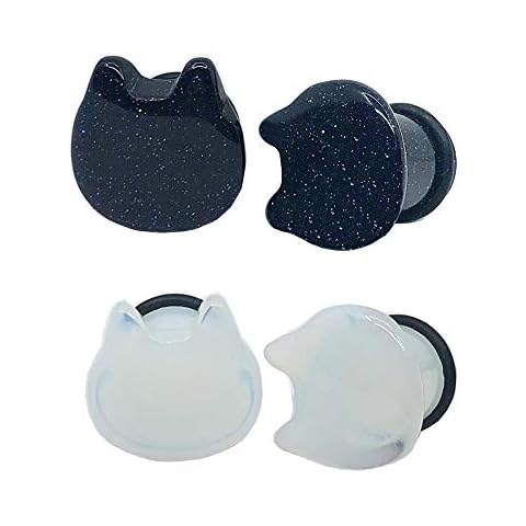 Piercingpops 2 Pairs Cat Opalite/Created-Blue Stone Ear Gauges Tunnels Plugs Stretchers Expander Body Piercing (Gauge=8mm(0g)) Cover