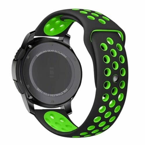 Compatible For Garmin Approach S40/S12/Forerunner 245/F55/645 /Vivomove HR/Luxe/Style/Venu/Venu SQ/Vivoactive 3/Music/Strap Silicone Fitness Wrist Smart Watch Band Sports Breathable (Black/Green)