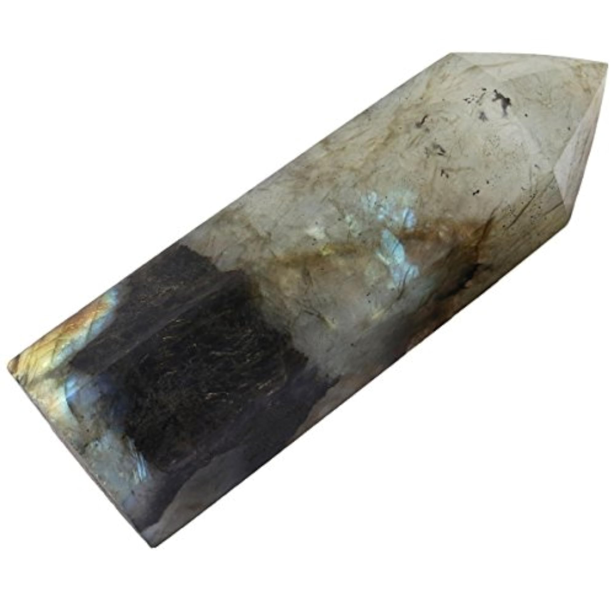 Labradorite Healing Crystal Point Faceted Prism Wand, Gift