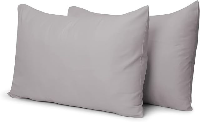 Aspire Homeware Grey Pillow Cases 2 Pack Brushed Microfiber Standard Size Pillow Cover with Envelop Closure Shrinkage & Fade Resistant Plain Pillowcases, 50 x 75 Cm