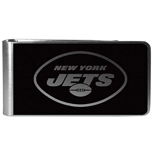 NFL Siskiyou Sports Mens New York Jets Black and Steel Money Clip One Size Black