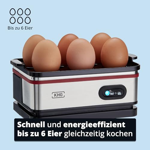 KHG Eierkocher EK-600SE 6 Eier Edelstahl leicht mit Warmhaltefunktion in einzigartigem Retro-Design...