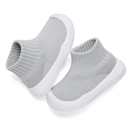 Image of Eashi Baby Boy Girl Non-Skid Indoor Infant Walking Shoes Breathable Warm Elastic Sock Shoes with Memory Sole Protect Toes Outdoor Sneakers