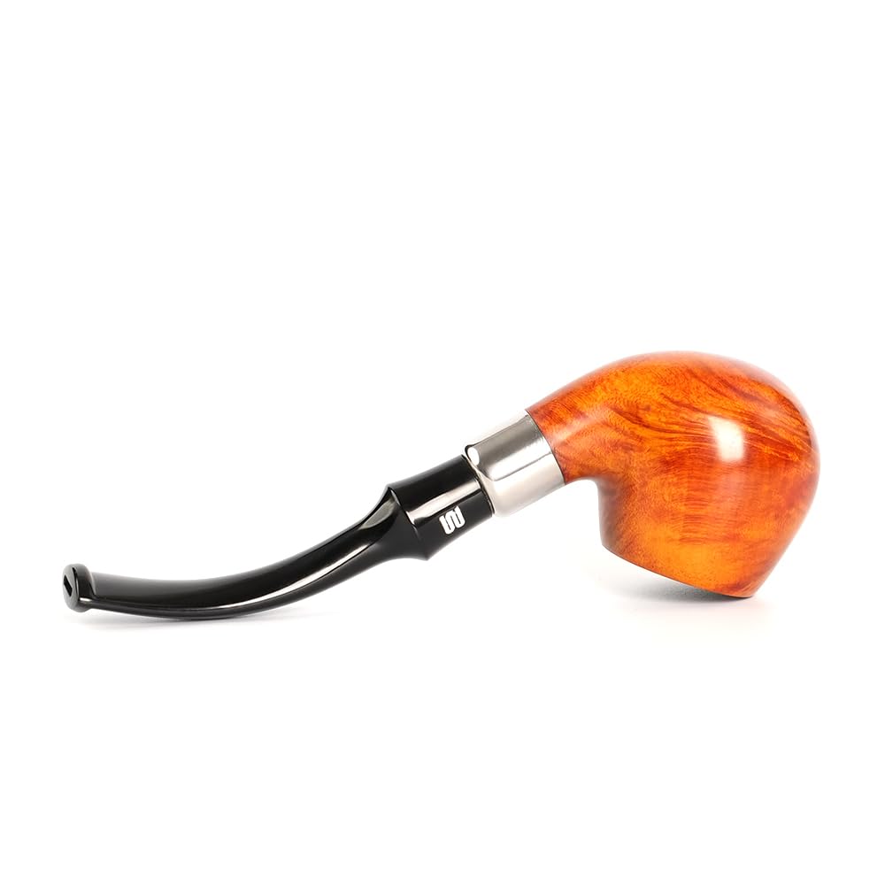 MUXIANG Pipe à tabac en bruyère classique pomme pliée avec anneau en métal AA0452Q