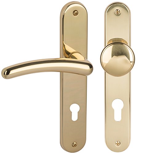 Alpertec haeusler-shop Franziska – LS in ottone lucidato per casa porte di ingresso PZ DIN destra maniglia porta maniglia porta guarnizioni, 32966063