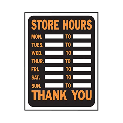 Hy-Ko Products 3030 Business Store Hours Plastic Sign, 8.5" x 12", Orange/Black