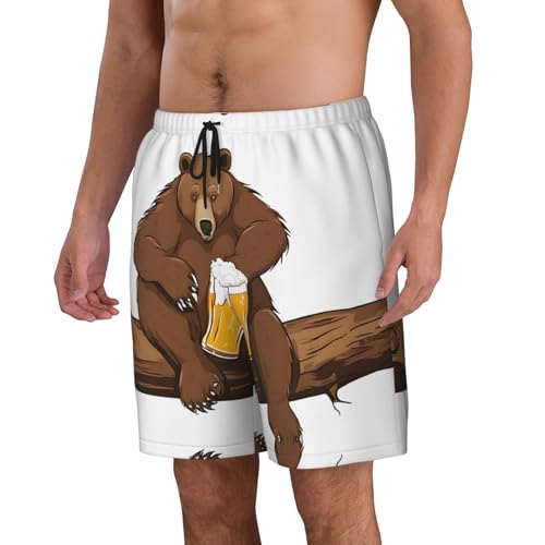 Bear Working Print Men's Beach Pants Lightweight Quick-Dry Swim Pants with Mesh Lining for Men2