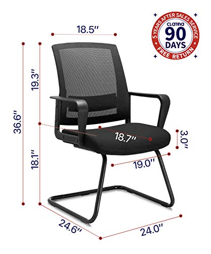 Clatina Office Guest Chair With Lumbar Support And Mid Back Mesh Space Air Grid Series For Reception Conference Room #TOP2