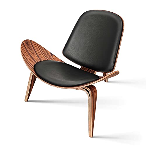 Sillón moderno tipo concha estructura madera miniatura 1