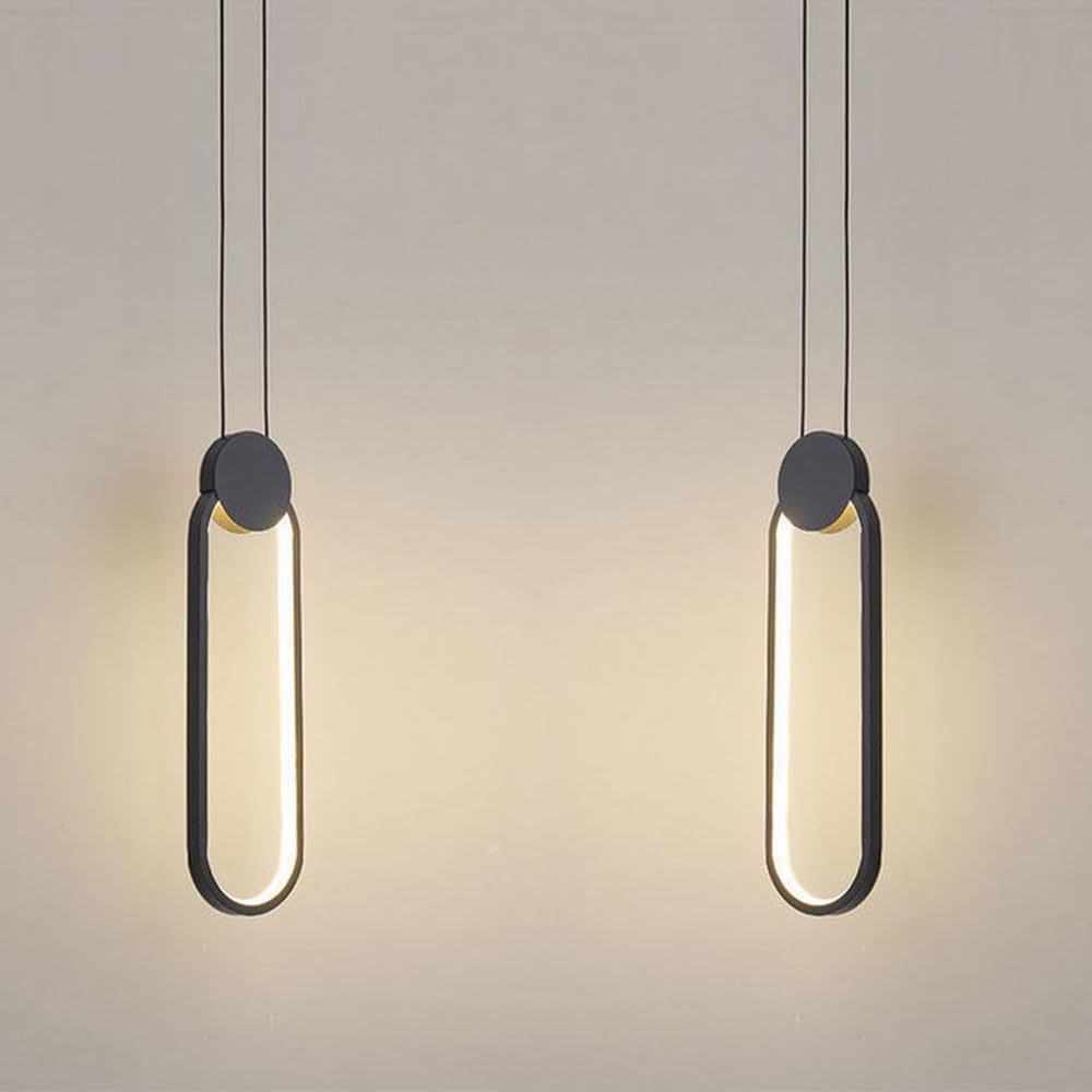 2 Pezzi Lampadario 11W LED Moderna Lampada a Sospensione in Alluminio Lampada da soffitto Creativa per Cucina Sala da pranzo Soggiorno Camera da letto, nero