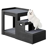 HOOBRO Pet Bunk Bed with Removable Stairs, Storage Compartment and 4 Non-Slip Mats, Dogs/Cats Window Perch, Dog Window Seat for Indoor Use, Charcoal Gray BC60PT03