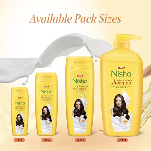 Image of Nisha Egg Protein Hair Shampoo For Strong and Smooth Hair, Adds Shine Boosts Volume, All Hair Types, 180ml, (Pack of 2)