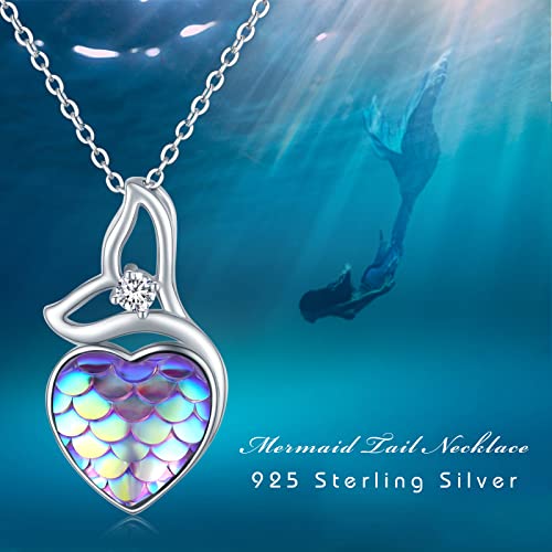 Collier pendentif queue de sirène violet en argent 925 pour enfants