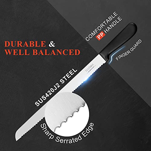 12 Inch Serrated Bread Knife For Homemade Bread, Stainless Steel Wide Wavy Edge Knife, Multi-Purpose Kitchen Knife, Efficient Cake Slicer, Ultra Sharp Baker's Knife For Cutting Crusty Breads, Cake #TOP2