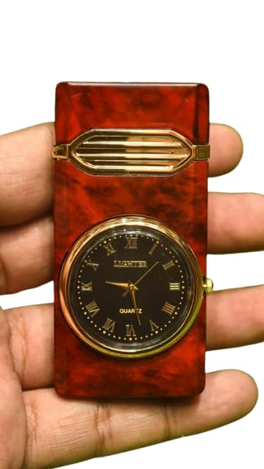 Vintage Metal Butane Lighter with Analog Clock Design | Refillable Windproof Pocket Lighter | Retro Decorative Finish | Portable Gift for Men, (Random Color)-image-44