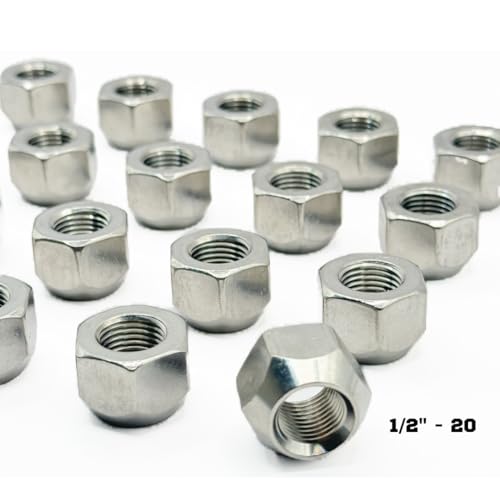 Image of MIGHTY FASTENERS 304 Stainless Steel Open Cone Wheel Nuts, 1 /2 inch-20 Thread, Ideal for Trailers and RVs, Corrosion Resistant, 10-Pack