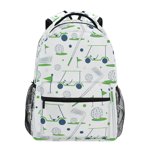 Golf Pattern Sports Boys Girls Kids School Backpacks Bookbag, Elementary School Bag Travel Backpack Daypack