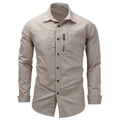 Chemise de travail manches longues coton style militaire homme col rabattable casual