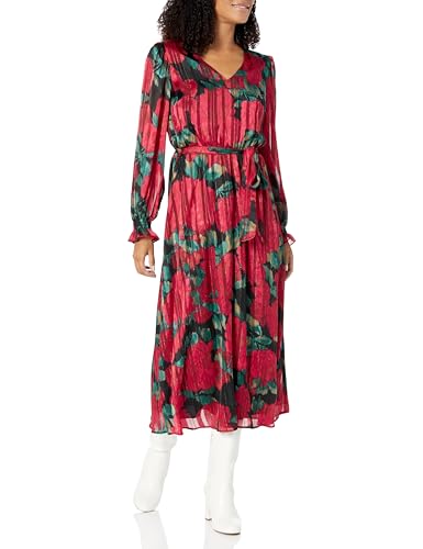 Robe en lurex satiné scintillant avec manches froncées romantiques