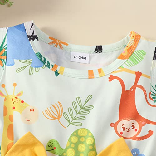 Retsugo Girls A-Line Bowknot Dresses Cute Animal Print Summer Dress For Party Baby Girl Birthday Dress Zoo-1133-4T #TOP5