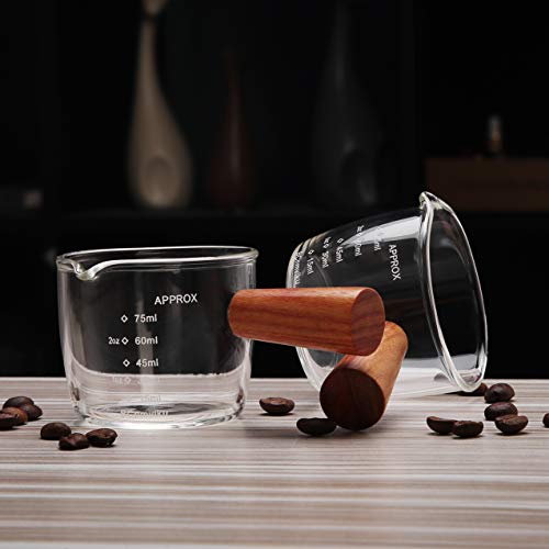 Bcnmviku 1 Pack Espresso Shot Glass 75Ml Triple Pitcher Barista Single Spouts With Wood Handle #TOP3