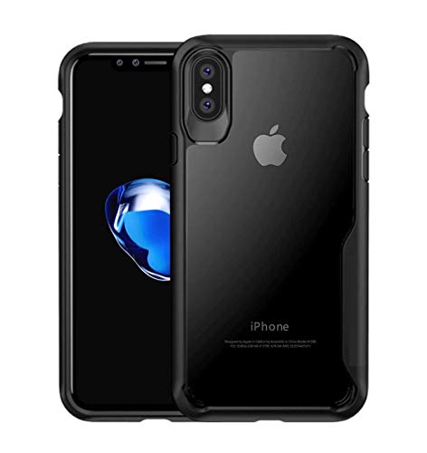 Image of REALCASE Back Cover Compatible for iPhone X /Xs | Transparent Clear Gel TPU Bumper Shock Proof Back Cover Case Design for iPhone X /Xs (B-Black)